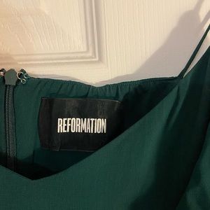 Reformation. Emerald Gown. Off the shoulder straps